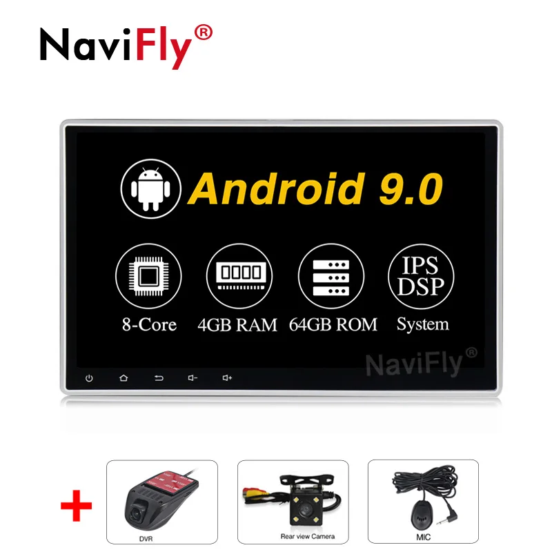 Ips вращающийся экран DSP 2 din 10,2" Android 9,0 автомобильный Радио gps навигация Универсальный мультимедийный стерео плеер wifi BT HD без DVD - Цвет: 4G-64GB-Camera DVR