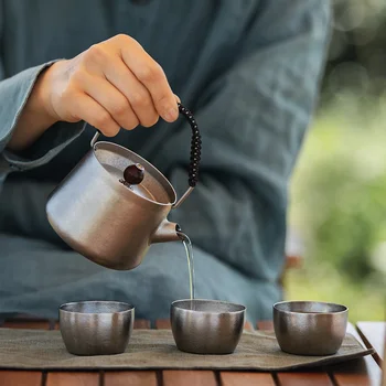 

Naturehike 5pcs Titanium Tea Pot Tea Coffee Maker Teapot Tea Cups Outdoor Camping Heat-Resistant Tea Kettle Home Office Tool