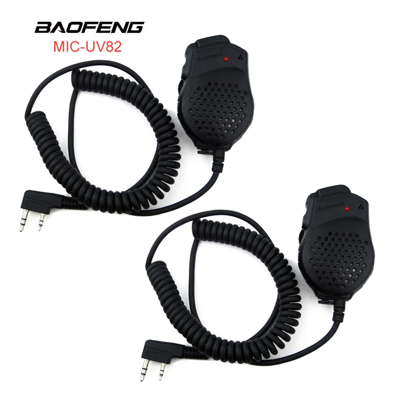 2PCS Baofeng Speaker Dual PTT Microphone for Baofeng UV-82 UV5R BF888S Two Way Walkie Talkie Radio Mic Walkie Talkie Accessories