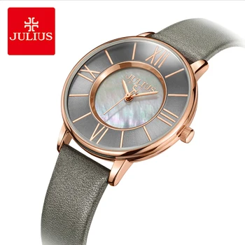 

Julius Retro Roman Numerals Fritillaria Dial Leather Watch Woman Waterproof Quartz Wristwatches Female Dress Watches Reloj Mujer