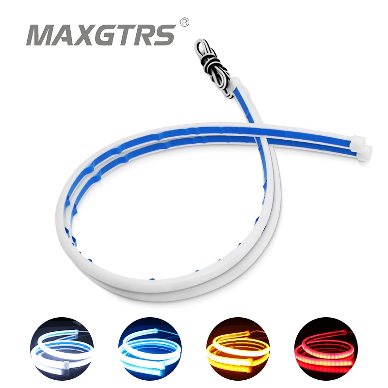 

2x 30cm 45cm 60cm 90cm DRL Flexible LED Tube Strip Style Daytime Running Lights Tear Car Headlight Turn Signal Day Light Lamps