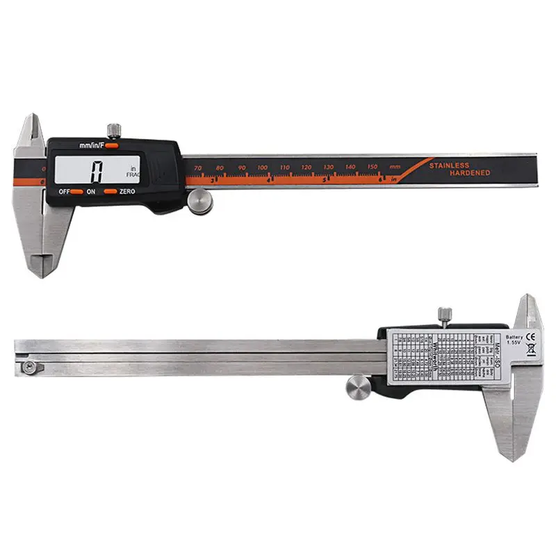 Stainless Steel Digital Display Caliper 150Mm Fraction / Mm / Inch High Precision Stainless Steel Lcd Vernier Caliper