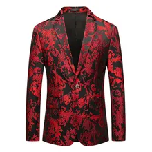 Мужской модный мужской повседневный винтажный воротник с длинным рукавом с цветочным принтом, пальто, пиджак, Блейзер, masculino#95