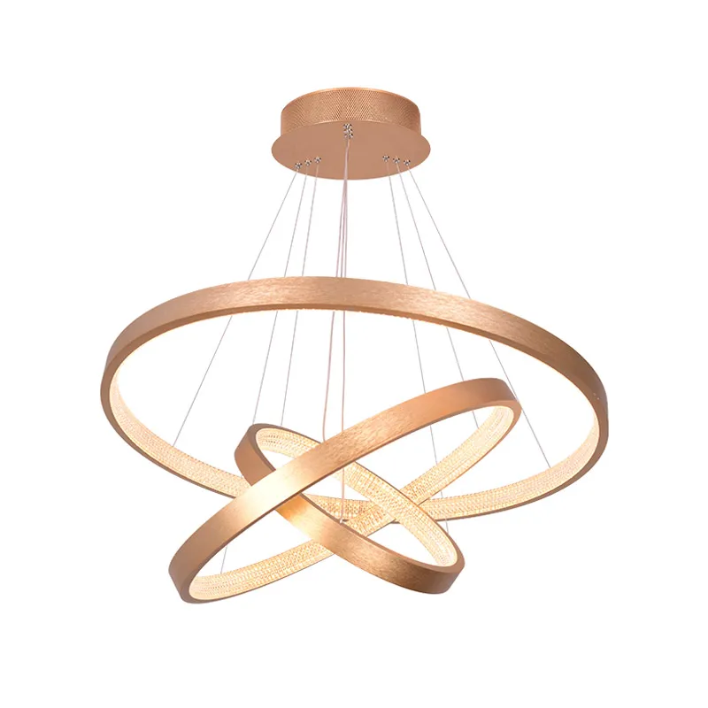 Современный светодиодный подвесной светильник из проволоки, золотой подвесной светильник для гостиной, столовой, блестящее акриловое кольцо