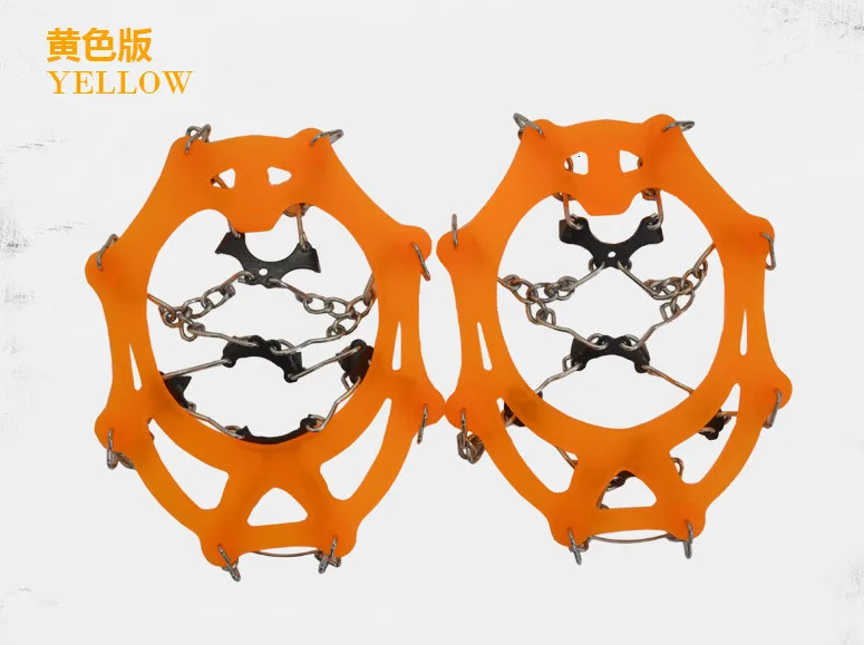 8 зубчатые шипы на подошве с цепочкой когтями нескользящая обувь ледяная