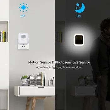 

US/EU Plug Auto LED Night Light Induction Sensor Control Bed Lamp Bedroom Night Light LED Nightlight Plug-in Nightlight