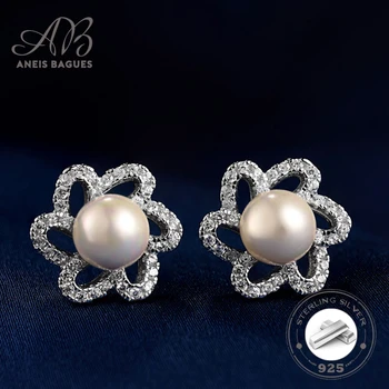 

Aneis Bagues Stud Earrings For Women Fresh Water Pearl AAA Zircon Wedding Valentine's Day Gift Earrings Fine Jewelry Wholesale