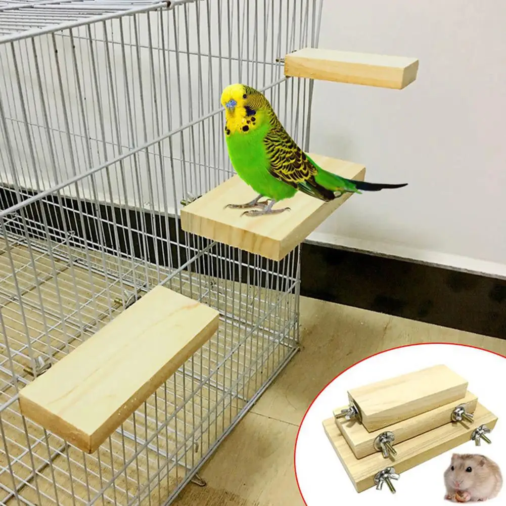 1Pc New Pet Bird Parrot Wood Stand Perch Platform Rack Toys Hanging Cage Decor Paw Grinding Toy 3 Sizes Supplies | Дом и сад