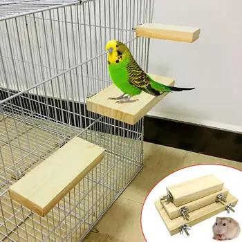 

Pet Bird Parrot Wood Stand Perch Platform Hanging Cage Decor Paw Grinding Toy