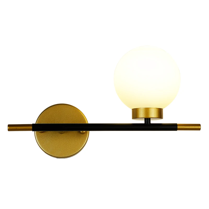 Скандинавское искусство бра E27 Светодиодный светильник s белый стеклянный шар настенный светильник дизайнерский настенный светильник с двумя головками для спальни гостиной