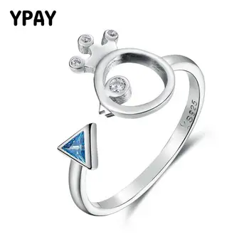 

YPAY Adorable Bird Fish & Light Blue CZ Finger Rings for Women Real 925 Sterling Silver Unique Jewelry Mother's Day Gift YMR146