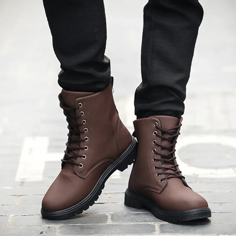 Motocycle Laarzen Heren Winter Laarzen Militaire Laarzen Leger Britse Stijl  Lace Up Enkellaarsjes Voor Martin Booties Mannen Schoenen  Schoeisel|Motorolie| - AliExpress