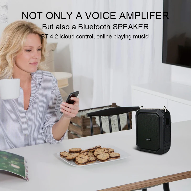 Amplificador de Voz sem Fio Microfone à Prova Flash para Professores Shidu Portátil Dwaterproof Água Bluetooth Alto-falante Áudio Aux tf Usb M800 18w Uhf - Image 5