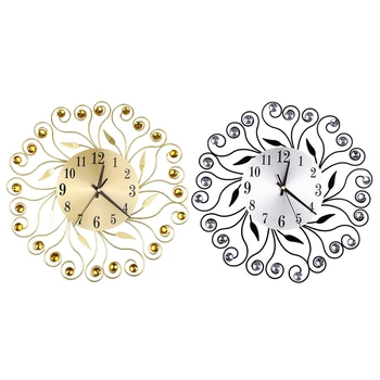 

Quartz Needle Clock Watch Wall Clocks Modern Design Silent Wall Clock Flower Iron Hollow Out Decoration Clocks Home Decorations