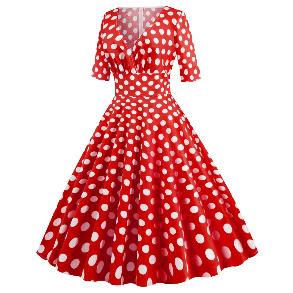 Robe Femme Hiver, женское платье в горошек, весна-зима, Vestidos, половина рукава, вечерние, Ретро стиль, Pin Up, рокабилли, платье размера плюс, Vestidos# J30