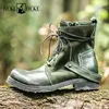 Top Quality Designer Vintage Cowhide Mens Ankle Boots Canvas Patchwork Genuine Leather Lace Up Breathable Casual Cargo Boots ► Photo 2/6