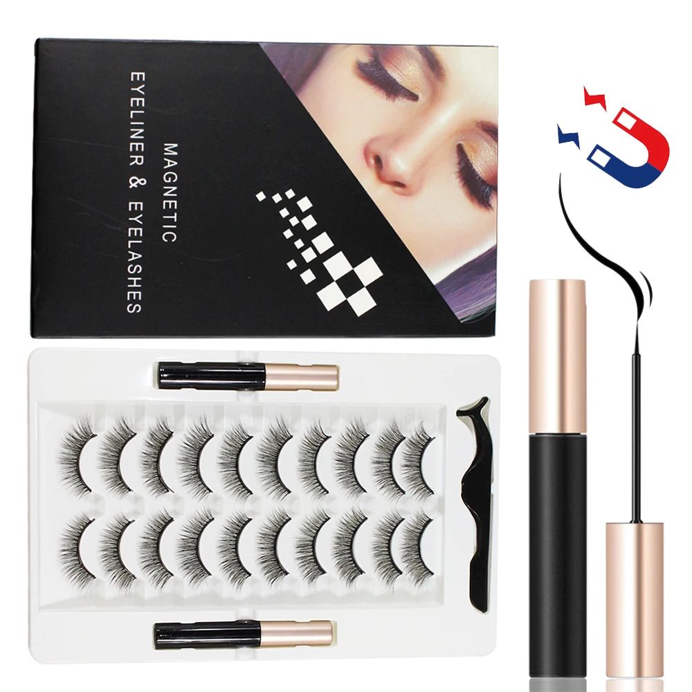 

10 pairs of magnetic false eyelashes 5 magnetic false eyelashes durable reusable anti-fouling anti-fading eyelashes