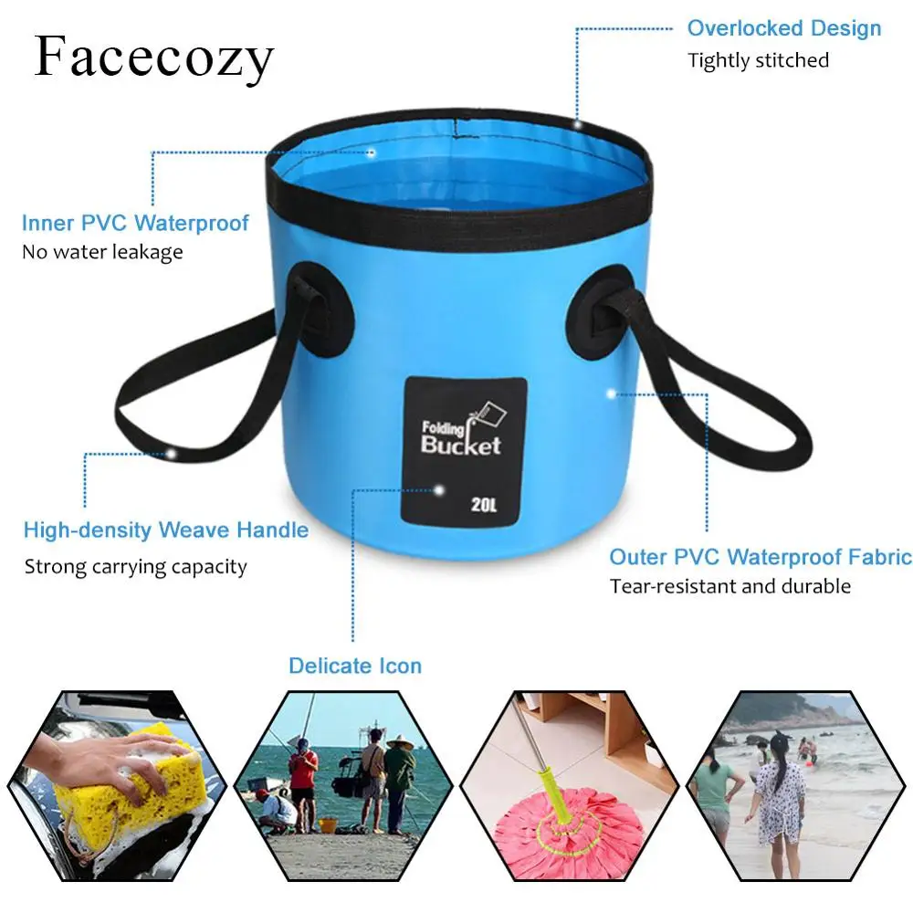 Водонепроницаемое ведро для рыбалки Facecozy складная сумка ведра мытья автомобиля