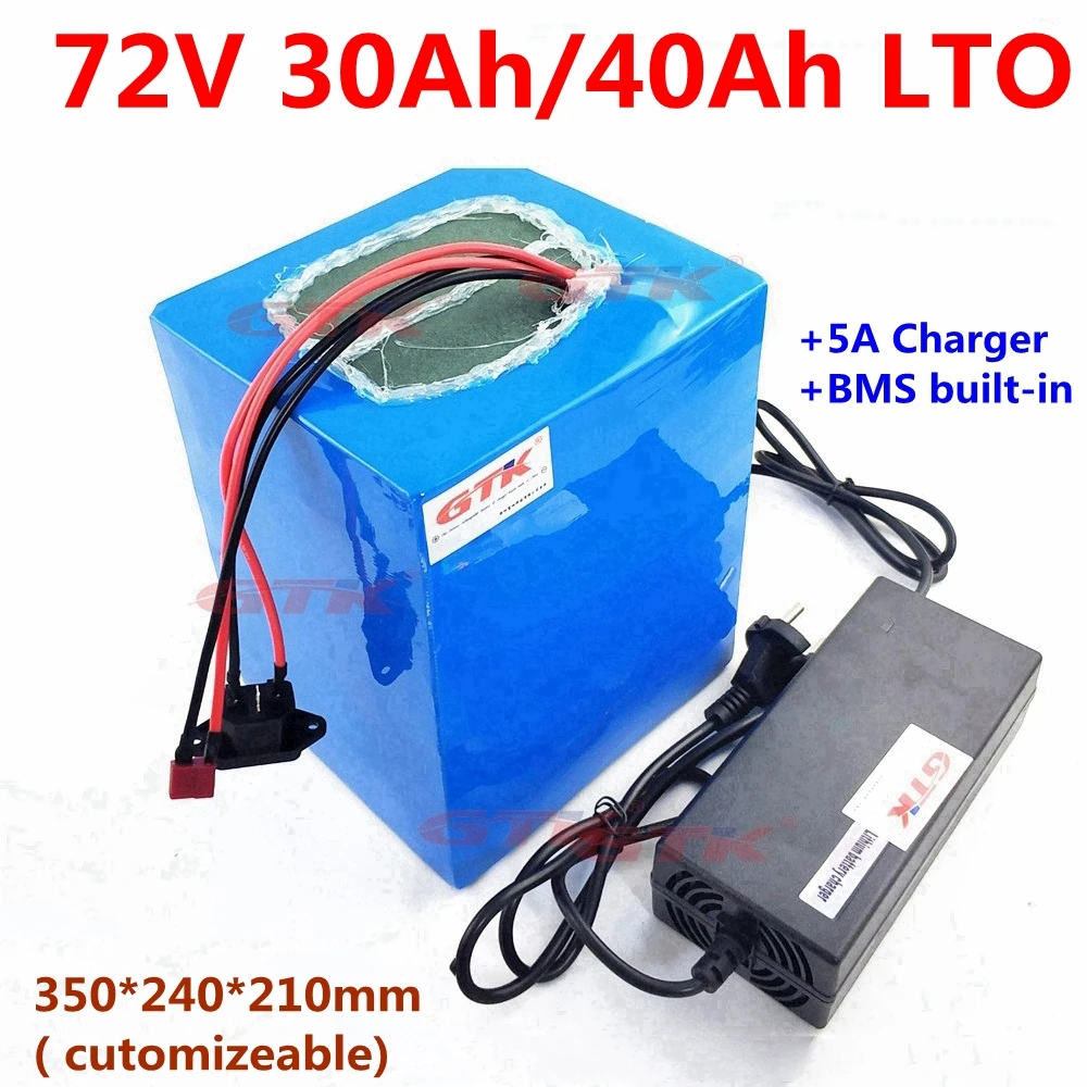

20000 cycles LTO fast charge 72V 30Ah 40Ah 60Ah Lithium Titanate Battery BMS 30S for ebike backup power motorcycle+5A Charger