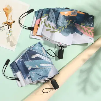 

Hand-Painted Illustration Ins Rain Umbrella Rain Or Shine Dual-Use Korean Hipster Literary Minimalist Goddess Students Sunscreen