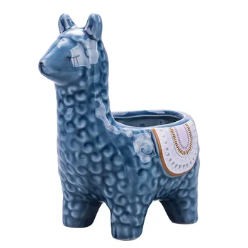 

High temperature fired meat flowerpot ceramics creative personality lovely Alpaca cartoon set combination