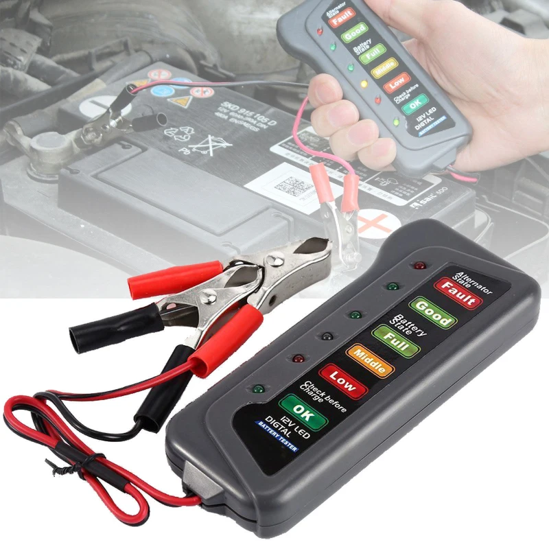 12V автомобильный мотоцикл светодиодный цифровой аккумулятор генератор тестер