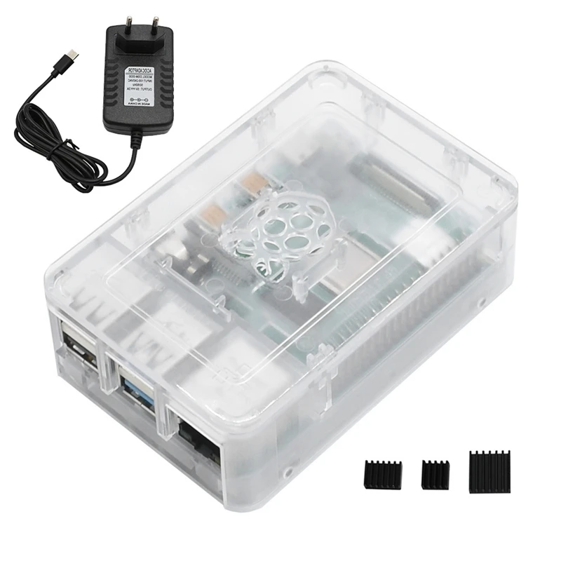 Для Raspberry Pi 4B ABS черный чехол 2G Оперативная память DIY Kit с радиатором 5V 3A Мощность адаптер для Raspberry PI 4(штепсельная Вилка европейского стандарта