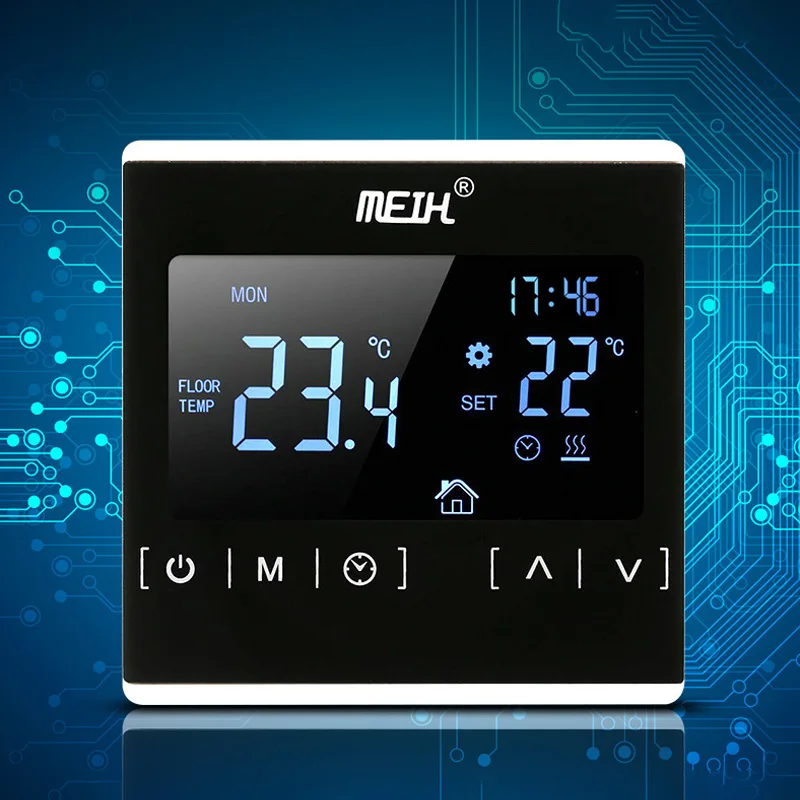 Белый Все сенсорный экран регулятор температуры AC85-240V электрическое Отопление комнатный термостат Напольное отопление система подогрева воды Thermoregu - Цвет: Белый