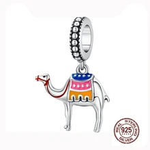 MOWIMO, 925 пробы, серебряные, пустынные верблюды, талисманы, подходят к оригинальному браслету Pandora, кулон, ожерелье, модное ювелирное изделие, BKC1376