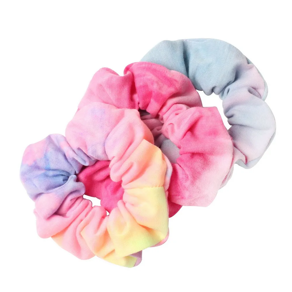 best headbands for women 3pcs Tie Dyed Scrunchie Pack Hair Accessories For Women Girls Headbands Elastic Rubber  Hair Tie Hair Rope Ring Ponytail Hold long hair clips