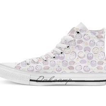 Happy Hedgies Kawaii Ежик каракули дышащие Повседневные высокие на шнуровке холщовая Обувь Кеды Прямая