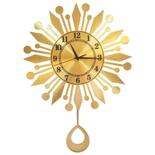 European Silent Gold Wall Clock Large Vintage Pendulum Luxury Wall Clocks Creative Golden Kitchen Living Room Home Decor 5WD