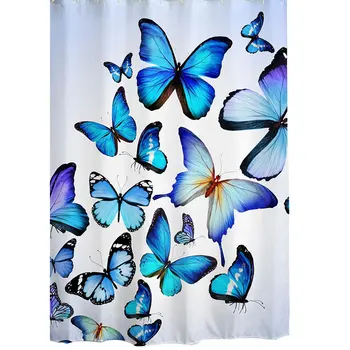 

3D Elephant Shower Curtain Fabric Bathroom Block Curtain With 12 Hooks Colorful