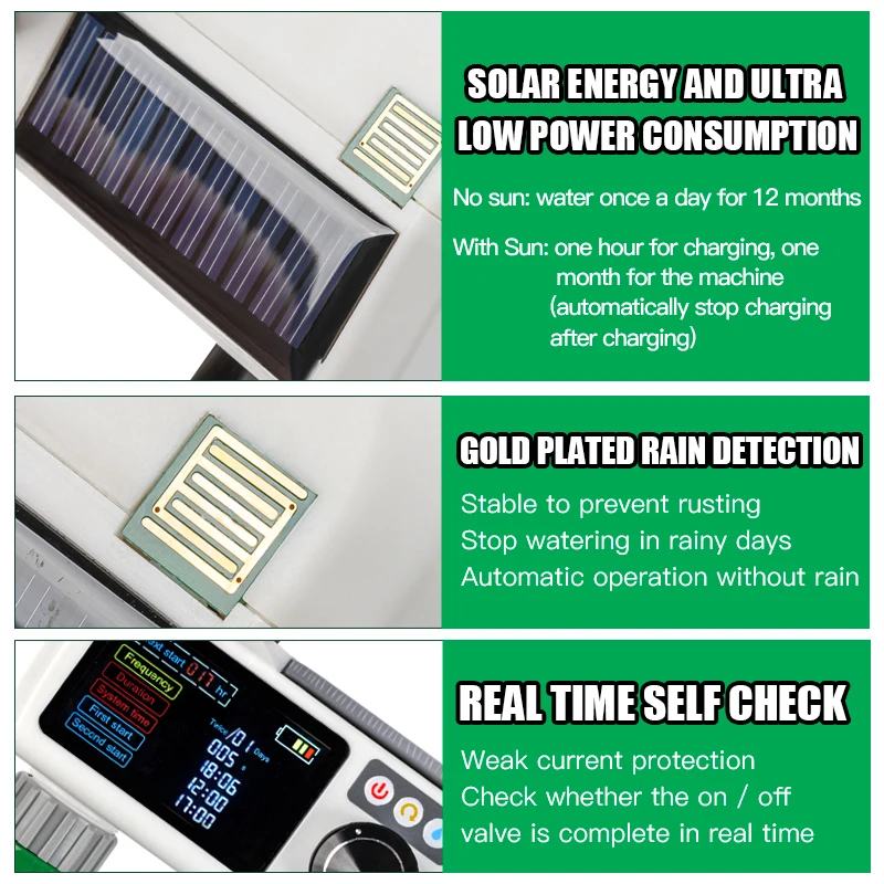 Vandtæt drypvandingssystem LCD-skærm Solenergi Opladning Autovandingsenhed Have Home Intelligent Sprinkler_voghion.com