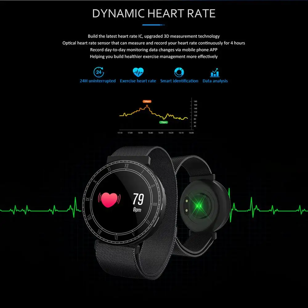 Smart Bracelet Color Screen Smart Watch Waterproof Fitness Heart Rate Monitor Pedometer 1.3 Inch Smart Wristband
