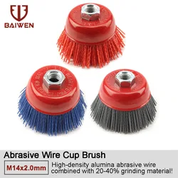 Roue de brosse en Nylon M14x2.0mm, pour meuleuse d'angle, outil rotatif Dremel grain 80/100, 1 à 3 pièces de 120/240mm 