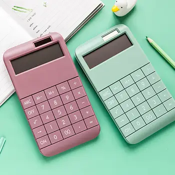 

Solid Color Solar Powered Student Gift School Office Supply 12 Digit Calculator Large Buttons Financial Business Accounting Tool
