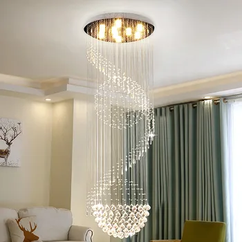 

Modern Crystal Staircase Chandelier Lighting Living room LED Long Hanging Lamp Lobby Corridor Spiral Cristal Chandlier Lights