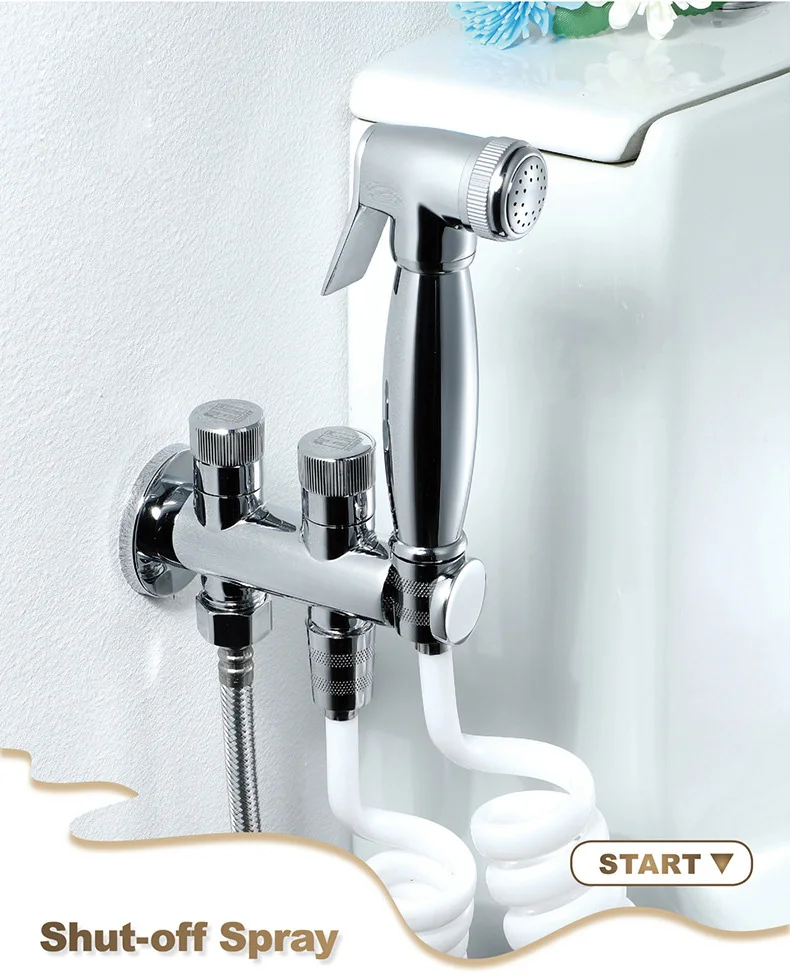Luxury chrome Bidet Toilet Sprayer Hygienic Shower Tap Bidets Bathroom Hand Shower Wall Mount Faucet Bathroom accessories 0038B
