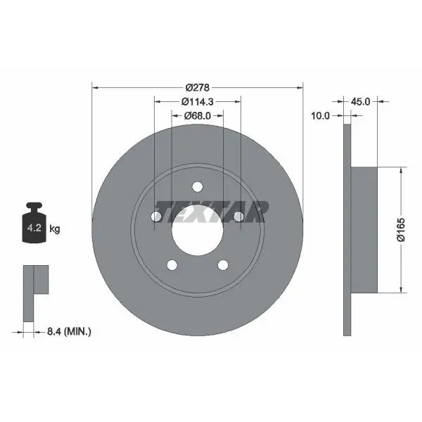 Диск тормозной задний Nissan Primera/Almera Tino 1.6/1.8/2.0/2.2