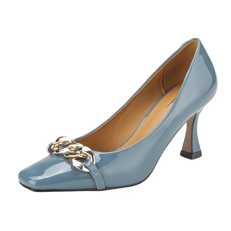 

High Quality Brand New Pumps for Women Square Toe Shallow 7 CM Lady Heels Female Party Office Work Shoes 9693-A12
