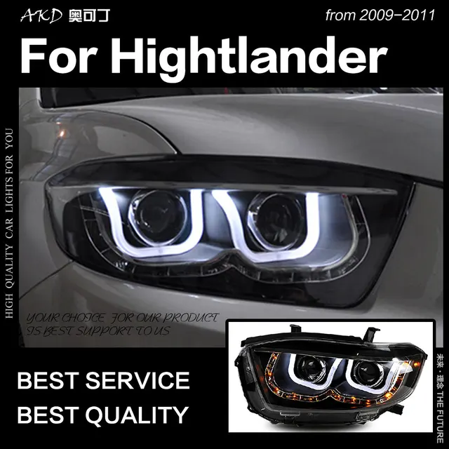 Details about  / FOR 08-10 TOYOTA HIGHLANDER CHROME HEADLIGHTS HEADLAMPS LAMP W//LED DRL+XENON HID