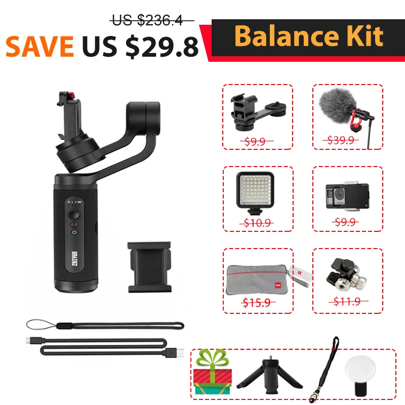 Zhiyun Smooth Q2 3-осевой смартфон Gimbal стабилизатор для iPhone gopro hero экшн-камер Pk DJI Osmo Mobile 2 3 Osmo Pocket - Цвет: Balance Kit