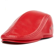 T-MAC, высокое качество, модная мужская кепка, весна-осень, первый слой, овчина, берет, кожа, средний возраст, наушники, шапка