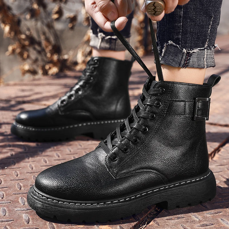 

Fashion Men Winter Sneakers Casual Bota Coturnos Masculino Motorcycle Boots Male Warm Waterproof Boots Platform Martin Boots