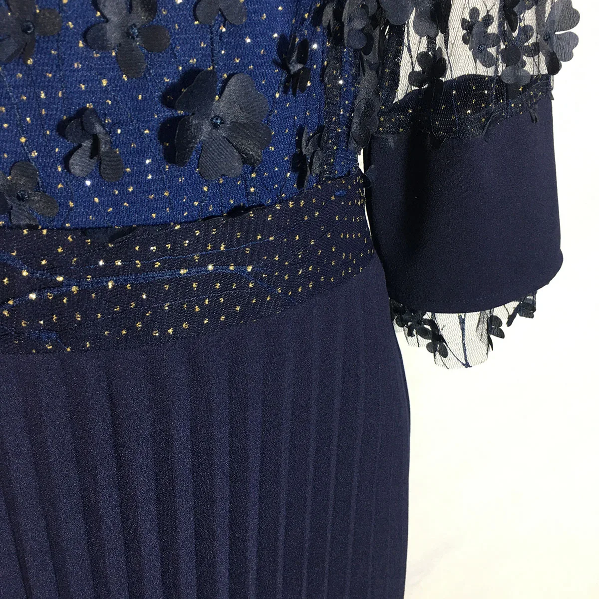 Tilapia Новое Плиссированное Элегантное Длинное Платье макси с рукавом до локтя кружевное однотонное платье с аппликацией vestidos
