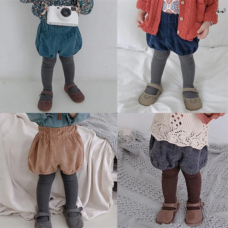 Зимние Детские шорты для мальчиков однотонные шорты для маленьких девочек хлопковые короткие штаны вельветовые шаровары для новорожденных