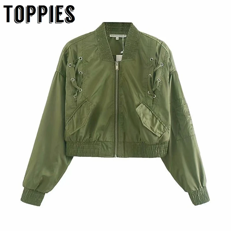 

2019 Autumn Army Green Bomber Jacket Women Short Zipper Jacket Harajuku Streetwear Jaqueta Feminina