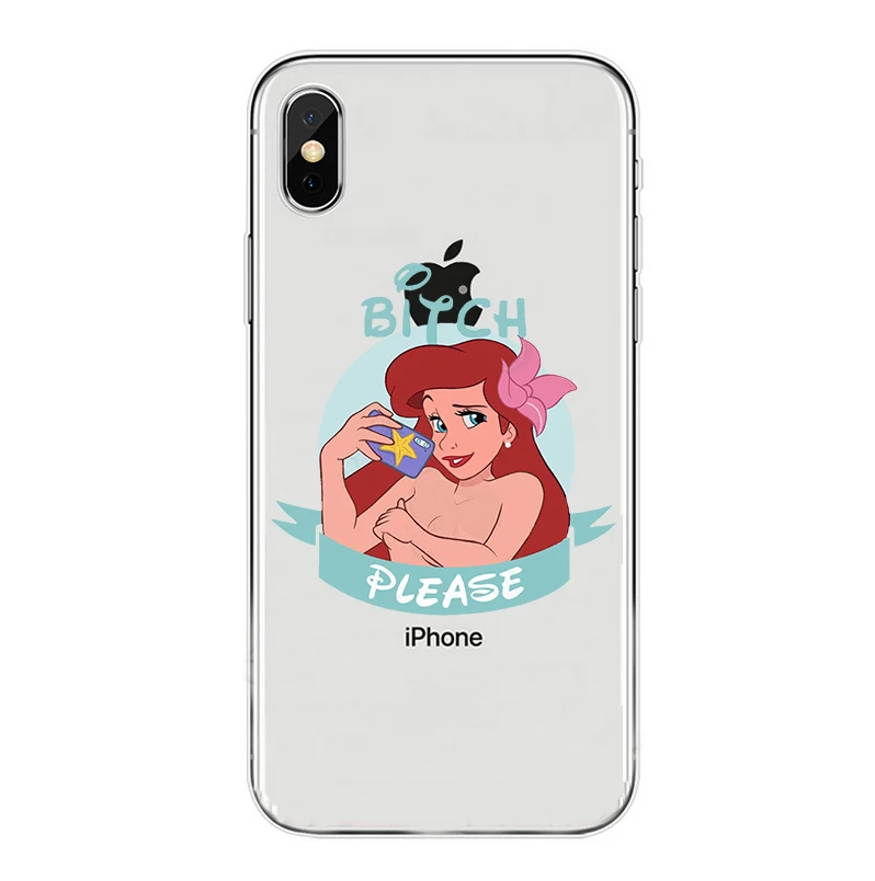 ООН Детская футболка с надписью bitch please con las princesitas Disneys Мягкая обложка чехол для iphone 8 7 6 6s плюс 5 X XS XR XMAX 11 11PRO 11MAX корпус под плетенную сумку - Цвет: 7477