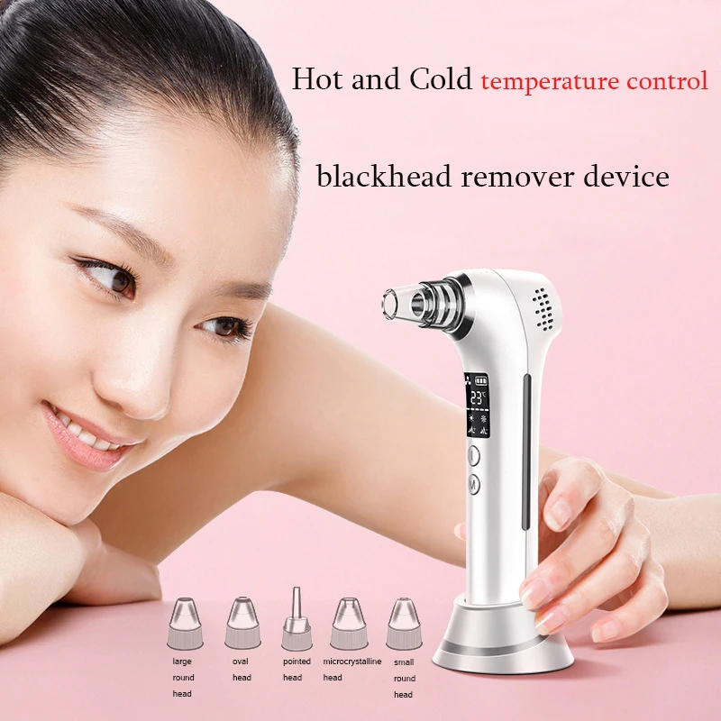 US $40.26 CF042 Blackhead Remover Face Pore Vacuum Black Point Extractor Pimple Removal Acne Cleaner Skin Care Tool Cold Hot Facial Beauty